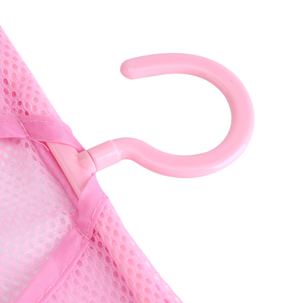 GLOGLOW Sac de rangement en maille à suspendre, sac de rangement pour pinces à linge, sac de rangement pour cuisine, salle de bain, porte, mur (rose)