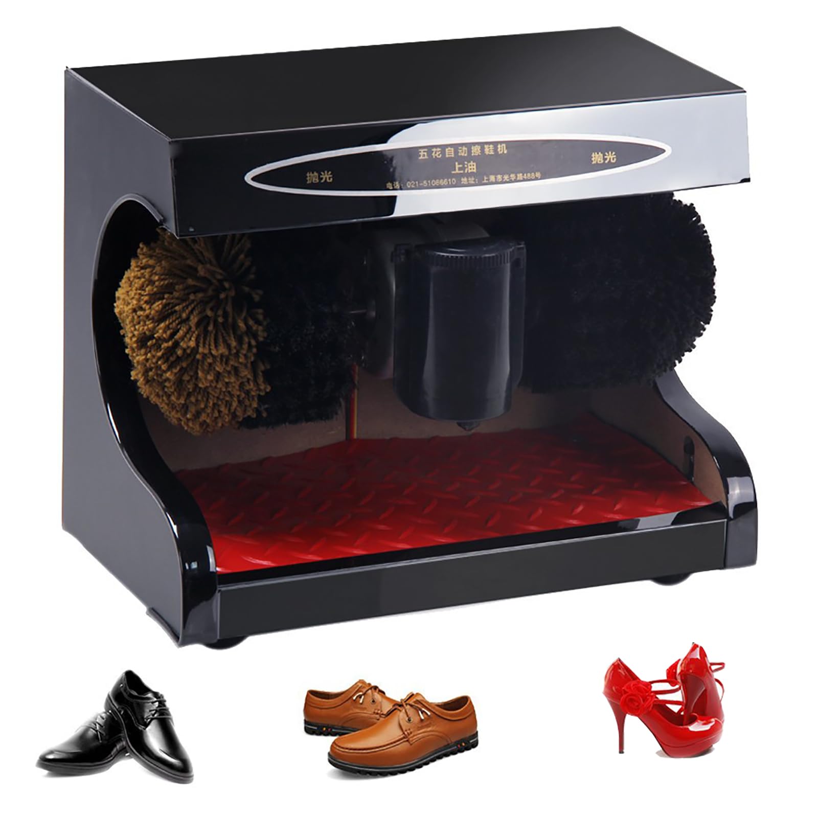 CEVIZCEVIZ Electric Shoe Shine Kit, Shoe Polisher Machine, Automatic Induction Portable Leather Care Kit for Shoes, Double Combination Brush, Low Noise, for Leather Shoes, for Family Hotel Bank