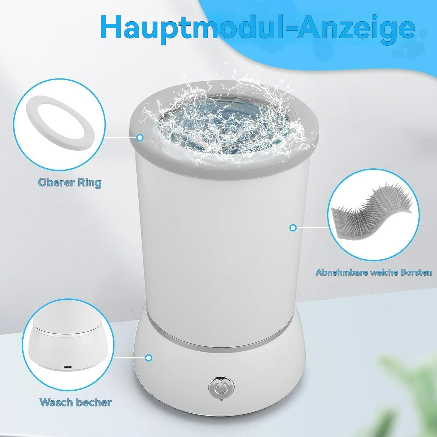 Pfotenjoy Pawclean Pro, Pfotenjoy Pfotenreiniger Für Hunde, Sanfte 360°-Reinigung, Extra Leise & Stressfrei, Usb Wiederaufladbar, Blitzschnell Gereinigt, Ultralange Standby-Zeit (A)