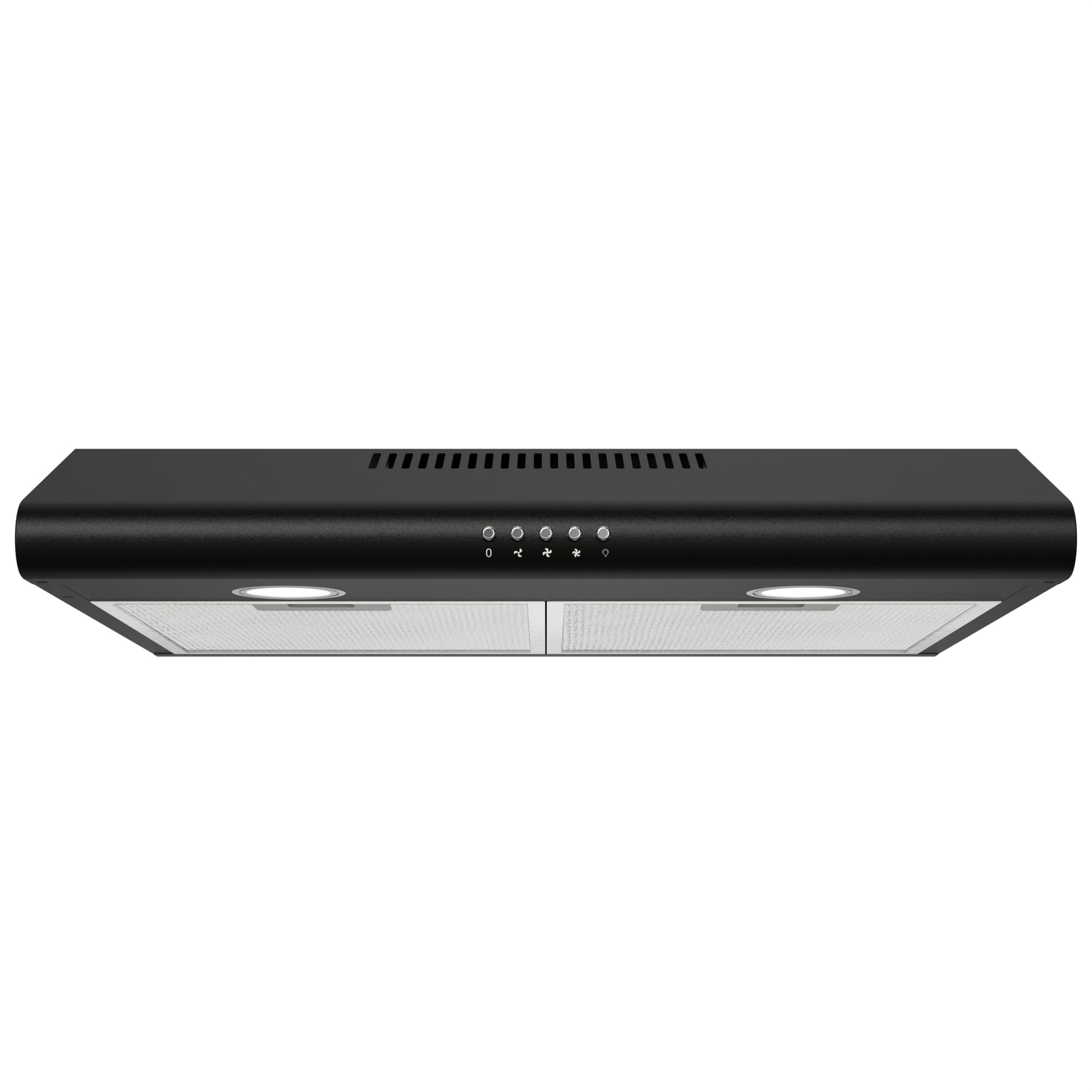 FIREGAS Cappa da incasso 60 cm, cappa aspirante con motore DC senza spazzole, possibile aria, 3 livelli di ventilazione, illuminazione a LED, colore nero