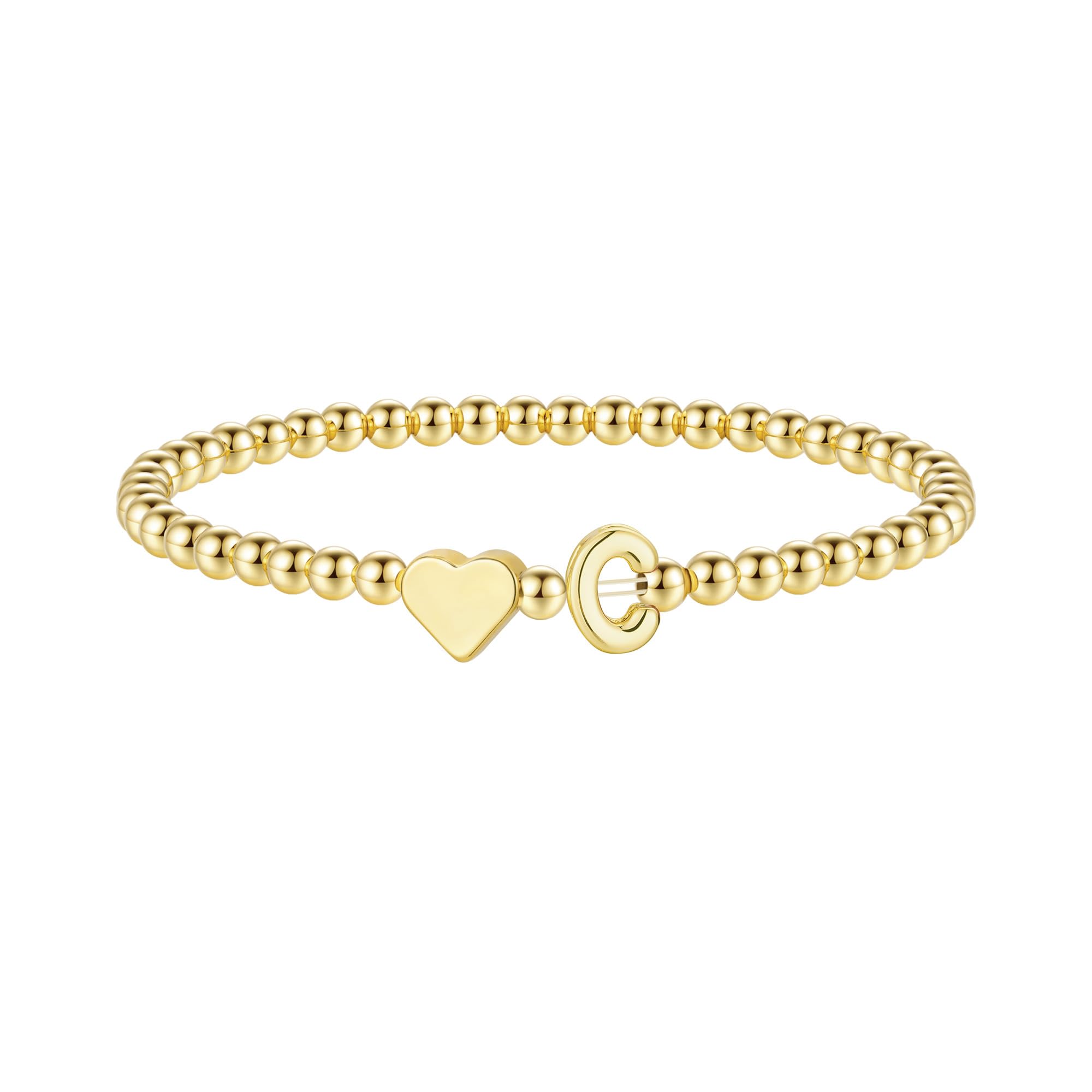 TINGN Armband Damen Gold - 14K Gold Vergoldet Herz Buchstaben Armband A-Z Perlenarmband Armbänder Personalisierte Geschenke Geburtstagsgeschenk für Frauen Mädchen Mama Freundin Geschenk Schmuck Damen