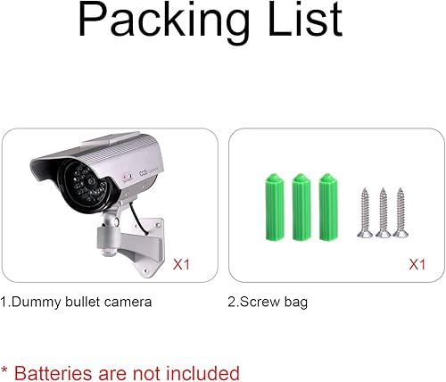 Miniatura 7 de Cámara de seguridad falsa falsa, cámara de vigilancia falsa con flash LED simulada, cámara CCTV simulada, uso en interiores y exteriores, buena para