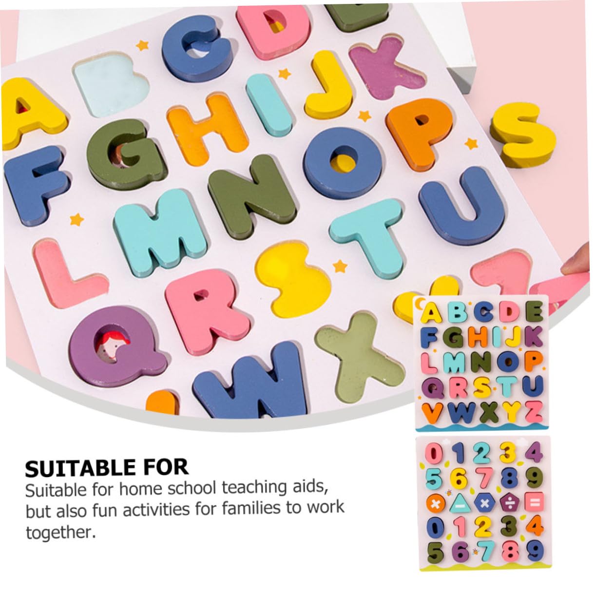 Mipcase 2 Juegos Juguetes Educativos Madera Puzzle Infantil Letras y Números para Didáctico Reconocimiento Edad Escolar
