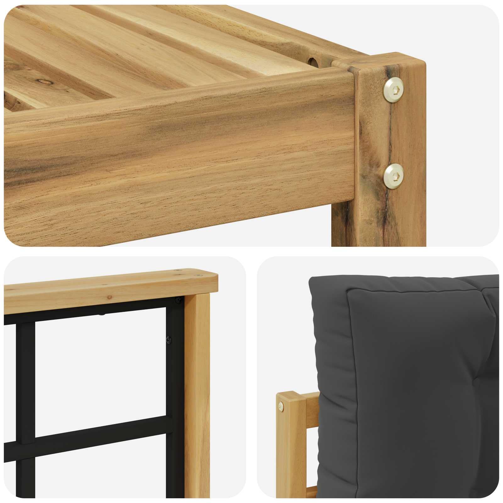 Sofaset für den Außenbereich aus Akazienholz | Modular, ergonomisches Design, Rückenlehne mit Lamellen, wetterfest, pflegeleicht