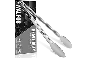 Walfos 17 Inch Extra Long Grill Tongs, Ultimate Stainless Steel BBQ Tongs