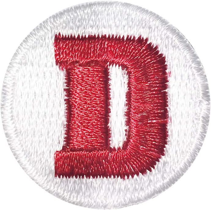 SoccerHelp D Patches Iron On Embroidered Applique, 10 Pack 1'' Defense Reward Patch for Sports, Red and White