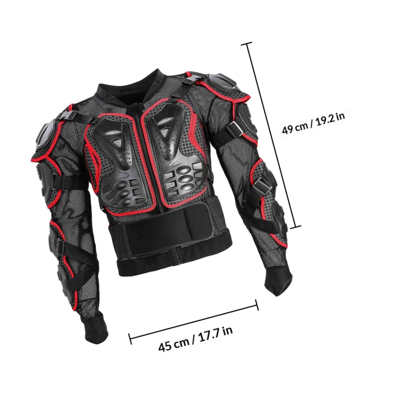 ORFOFE Gilet de Protection Moto Rouge Xl en Tissu et Mousse Anti-chute | Protections Dorsales et Lombaires Amovibles, Rembourrage Latéral Épais, Ceinture Élastique Réglable