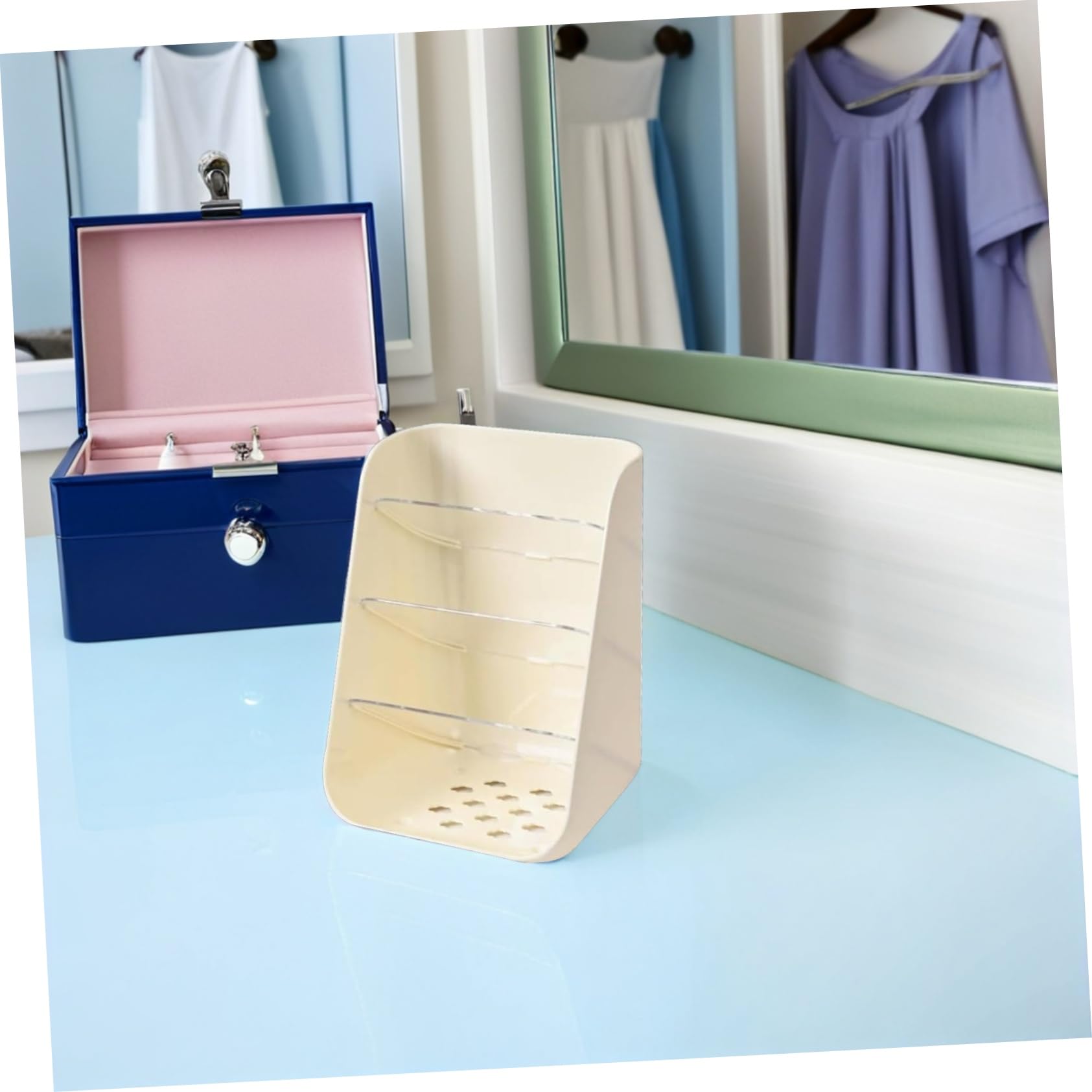 Mipcase 2piezas Cajas de Almacenamiento de Escritorio Transparente Organizador para Bolígrafos Papelería y Cosméticos Soporte de Plástico con Base Estable para Uso Oficina Dormitorio