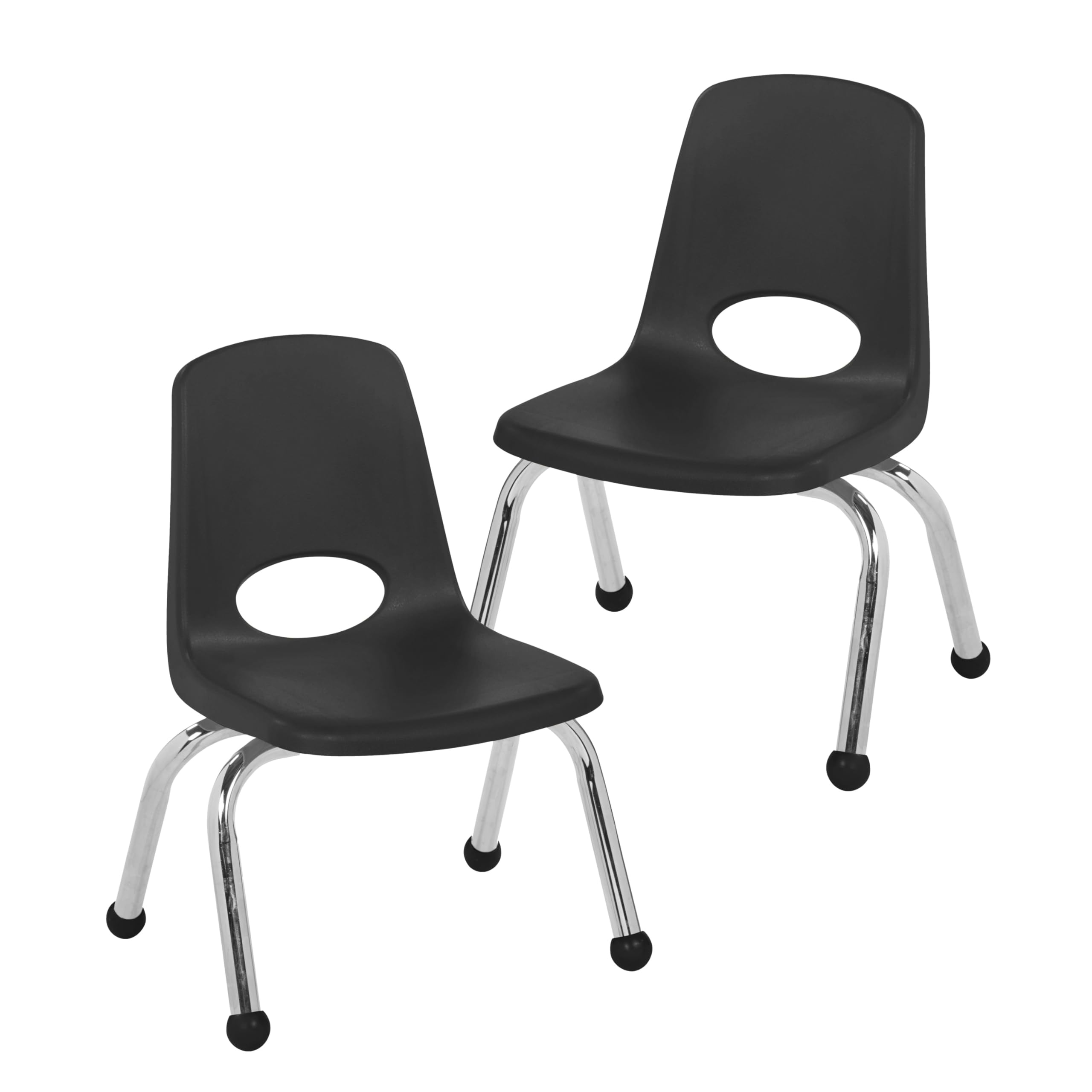 FDP 10" School Stack Chair with Ball Glides, Black, 2-Pack, 15409-BK