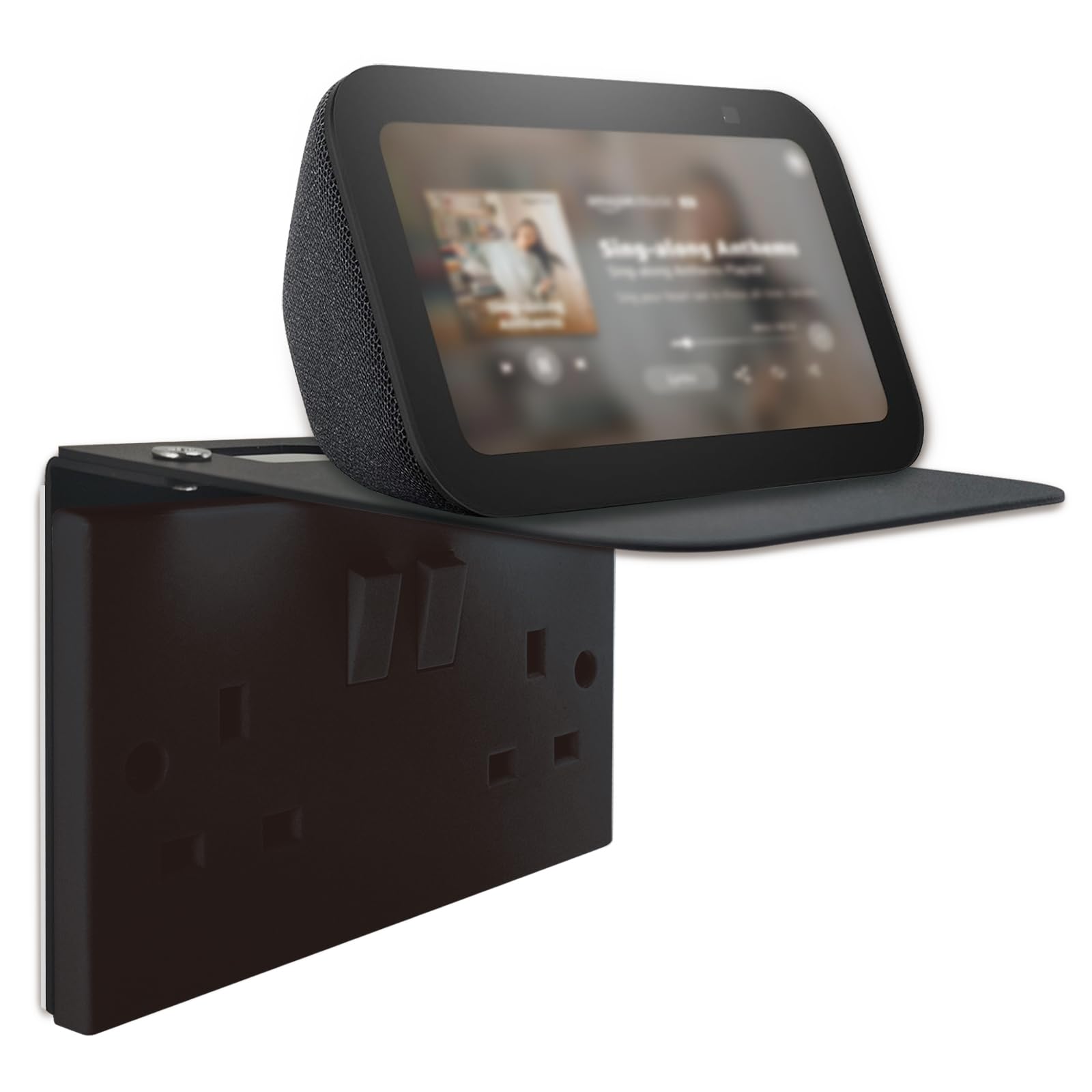 Double Socket Shelf - Space-Saving Wall Holder for Smart Home Devices & Phones | Quick Install with Included Hardware | Perfect for Kitchen, Bedroom, or Anywhere You Need Extra Space (Graphite Grey)