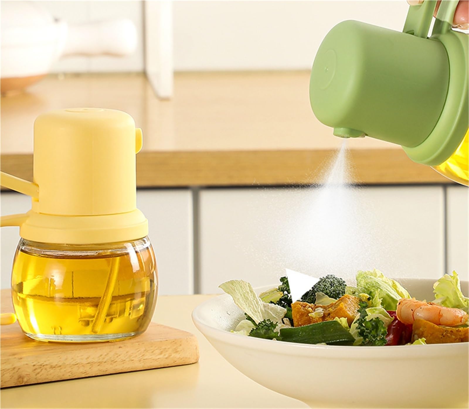 Ölsprüher Für Speiseöl Ölsprüher, Nachfüllbare Olivenöl-Sprühflasche Aus Glas For Luftfritteuse, Salat, Backen, Grillen Grillen Küche(Yellow)