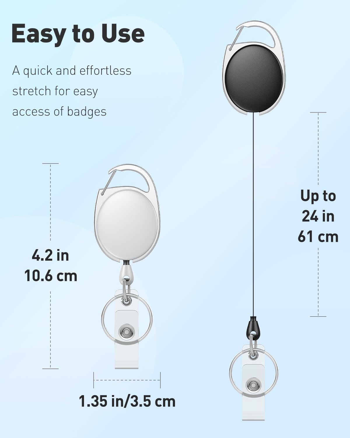 Uniclife Set van 2 zware metalen intrekbare badgehaspel met