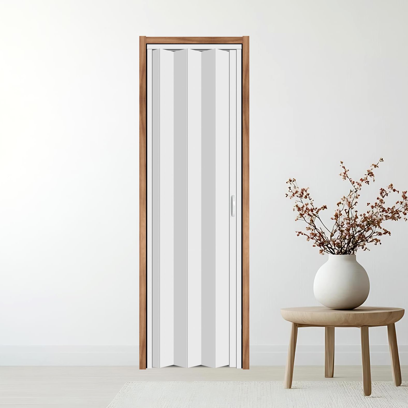 28x80in pvc accordion door interior,sliding folding doors with lock,divider door with simple installation and hardware,white