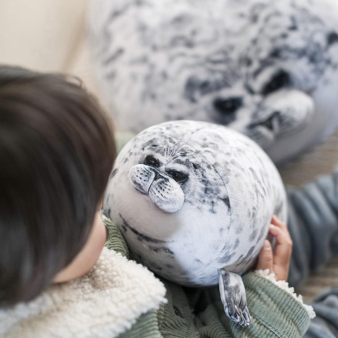 Foca Peluche Cuscino da Abbracciare, 30cm Carino Peluche Animale Paffuto, Regalo per Bambini & Amici