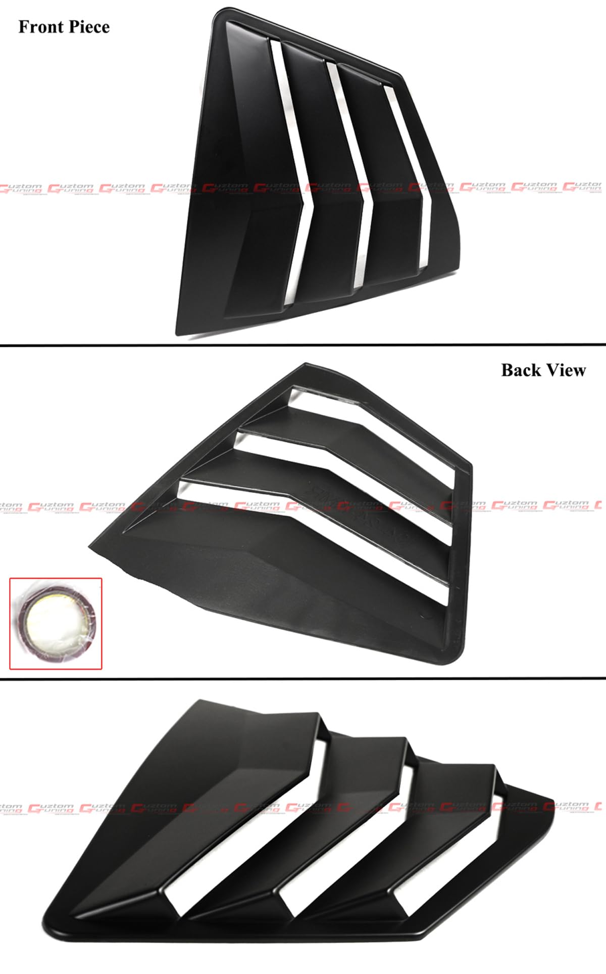 4PC Matte Black Quarter Panel Rear Side Window Louver Vent Cover Overlay Trim Compatible for 2025 2026 Toyota Camry LE XLE SE XSE