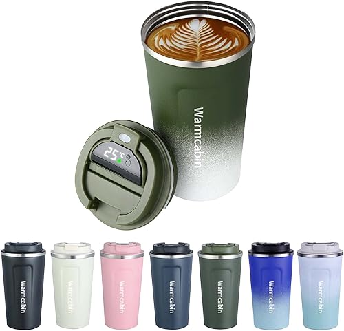 warmcabin Taza de café inteligente de viaje a prueba de derrames taza de café aislada de 17 onzas tazas de café reutilizables con tapa sellada