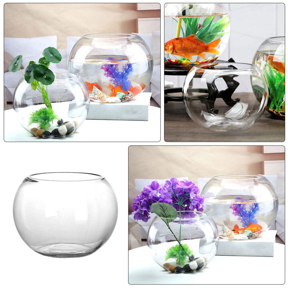 Yardwe Goldfischglas aus Glas, Rundes Kugelaquarium für Pflanzen, 15cm Kugelvase Deko, Transparentes Aquarium für Tisch und Büro