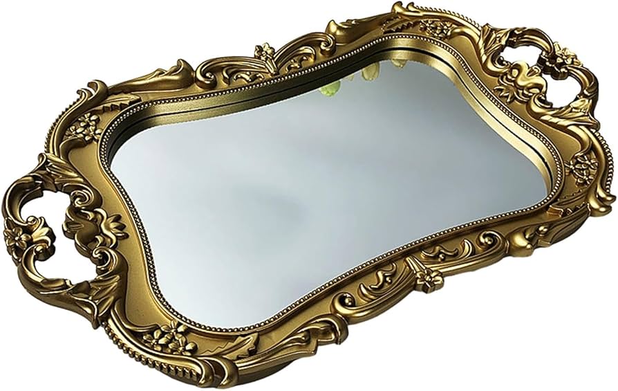 Amazon｜Folpus ミラー装飾トレイ、化粧台トレイ、ミラートレイ