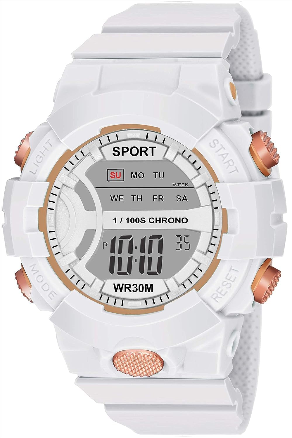 TONSY Digital Round White Dial Mens and Boys Gym Running Sports Day & Date Alarm Watch Silicone Rubber Strap (White) (B0CH92Y69X) Amazon Price History, Amazon Price Tracker