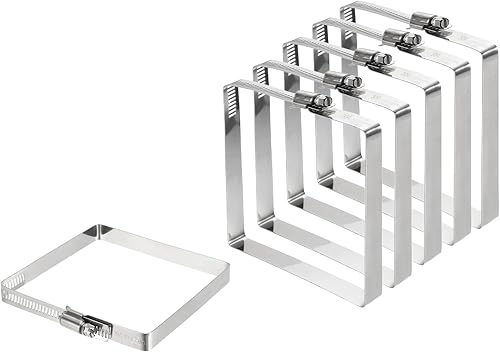 Miniatura 32 de uxcell 3 abrazaderas de manguera rectangular de acero inoxidable 304, ajustables de 2 x 2 pulgadas, abrazaderas de tubo de tubo de conducto