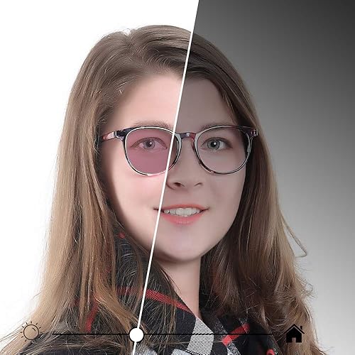Miniatura 6 de YEIN Lentes de bloqueo de luz azul, lentes de sol rosa fotocromáticos, antifatiga ocular, anteojos de lectura para computadora, gafas de juegos,