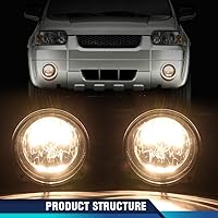 Vista 4 de PIT66 Luz antiniebla, compatible con Ford Mustang Cobra 2003-2004/Compatible con Ford Focus 2002-2004 (solo modelos SVT)/Compatible con Ford Escape