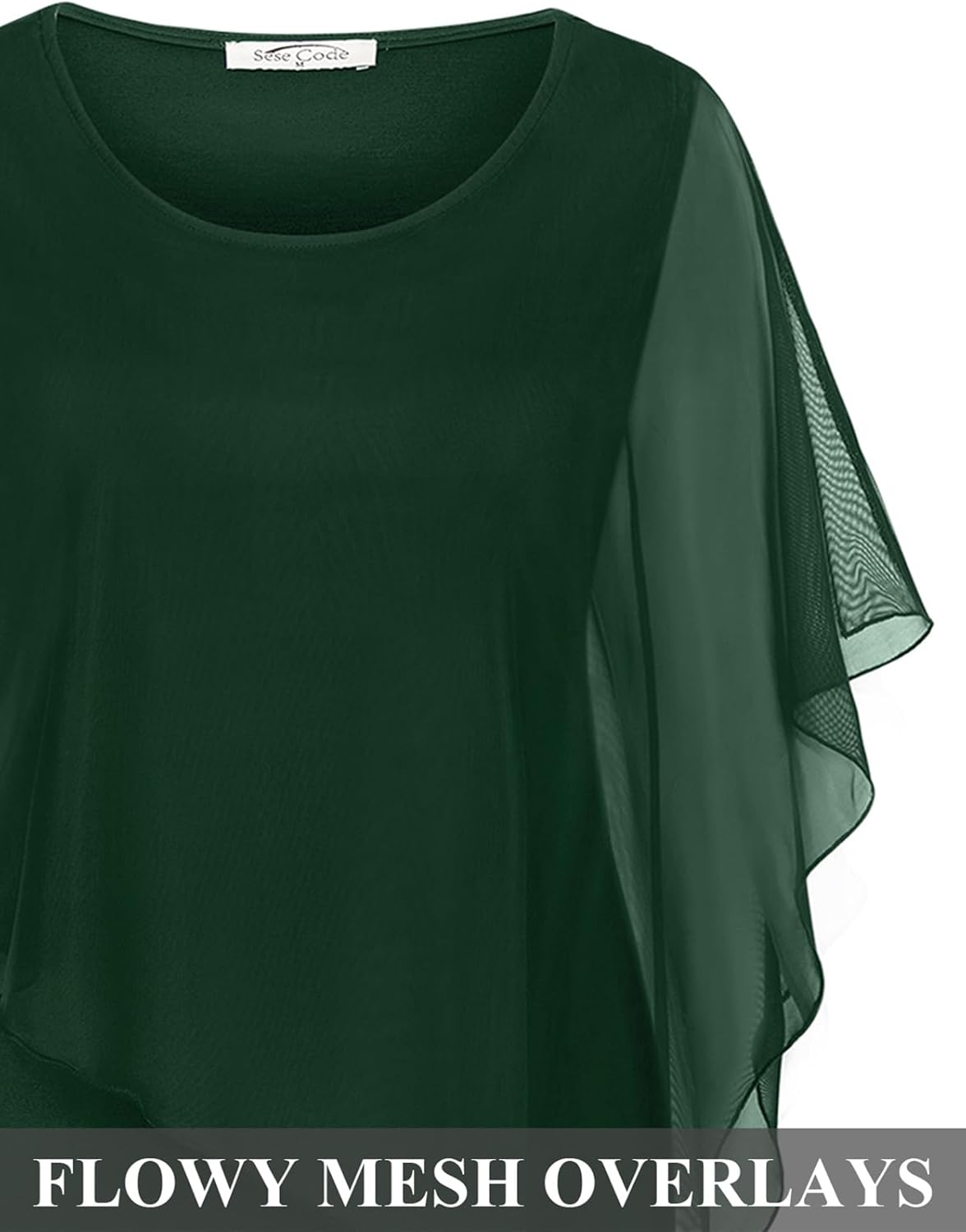 SeSe Code Women's Mesh Cape Overlay Bodycon Knee Length Pencil Dress for Wedding Guest - Image 3