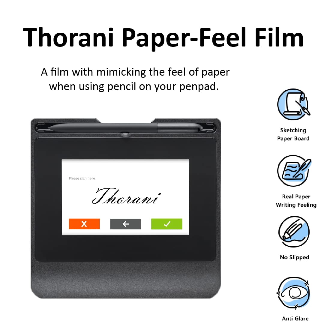 Folio de firma de 2 piezas con tacto de papel para Topaz SigLite LCD 4x3 (T-LBK750) - Folio de TPU mate para escribir como en papel topaz 130858