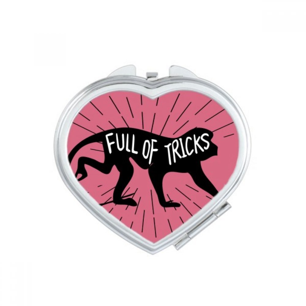 Miroir maquillage compact singe noir petit miroir de poche coeur portable