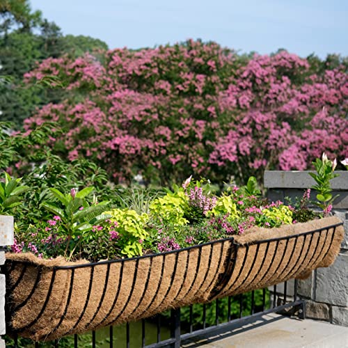 Image of 48in Coco Liners for Window Planter Box - 3 Pack 100% Natural Coconut Coir Fiber Liner Replacement for Deck Flower Box, Garden Railing Fence Trough, Wall Planter Basket, Vegetables Pot