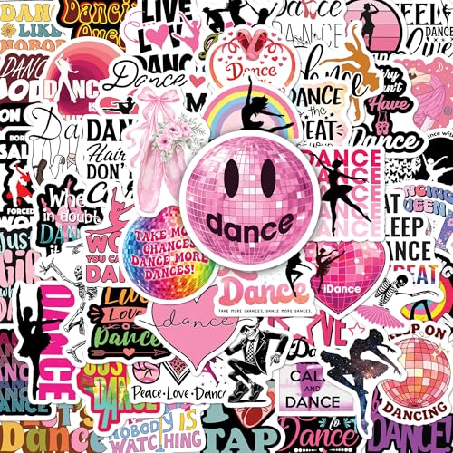 BEATRI Dancing Stickers Waterproof Vinyl 50Pcs Pink Dancer Decor & Party Favors for Laptop, Water Bottle, Skateboard & Travel Gear | Non-Repeating Decals, High-Definition Print