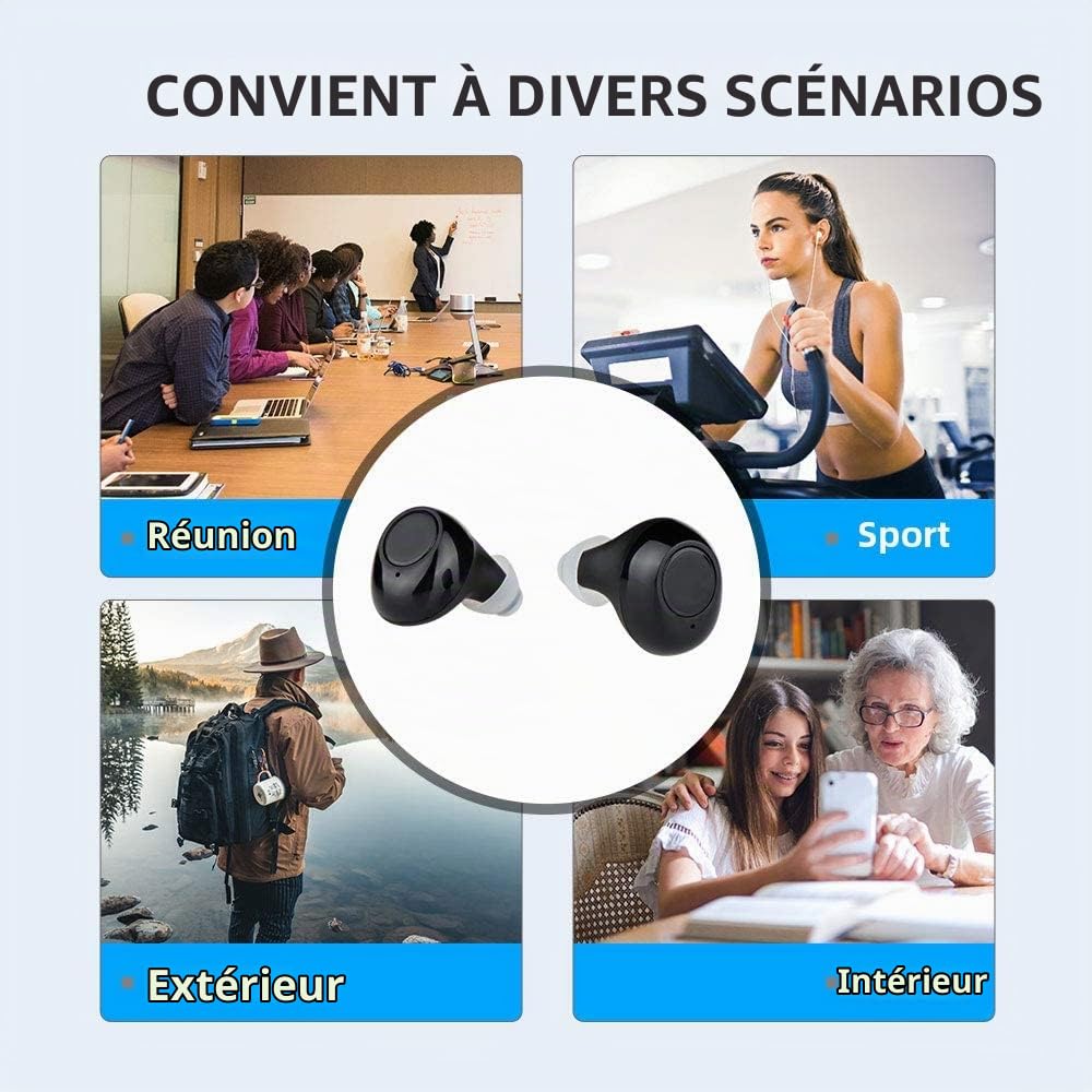 JINGHAO Amplificateur Audio Personnel Haut De Gamme Pour Adultes, Amplificateur De Son Rechargeable, Comprend Un Appareil Droit Et Gauche, Avec Portable Boîtier De Chargement (1 Paire)