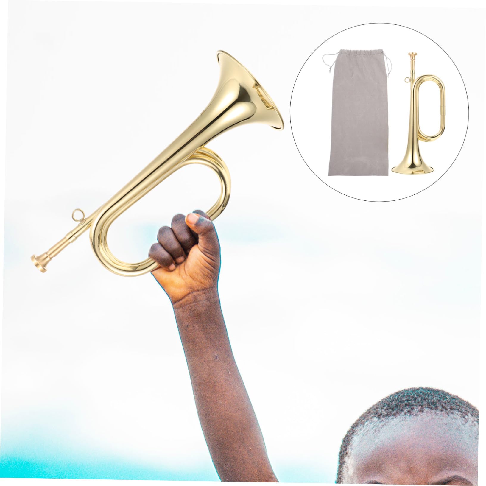 Tromba Bugle in Ottone per Orchestra Militare, Set 1 | Adatta a Principianti, Facile da Riporre, Strumento a Fiato per Banda Scolastica e Cavalleria