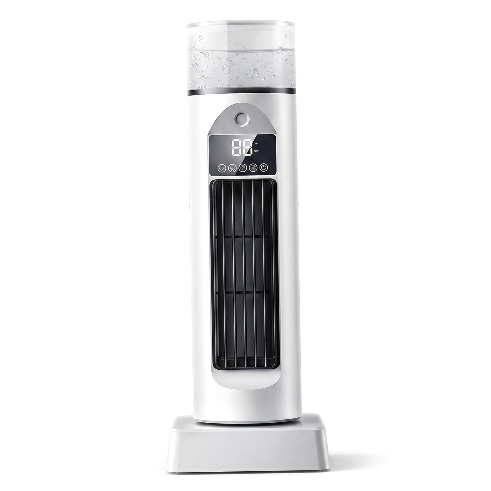 Ameble Cooling Tower Fan 6 Speed Bladeless Oscillating Desktop Fan with Humidifier & 6h Timer for Home Office Dorm White 13.6×4.7 Inch