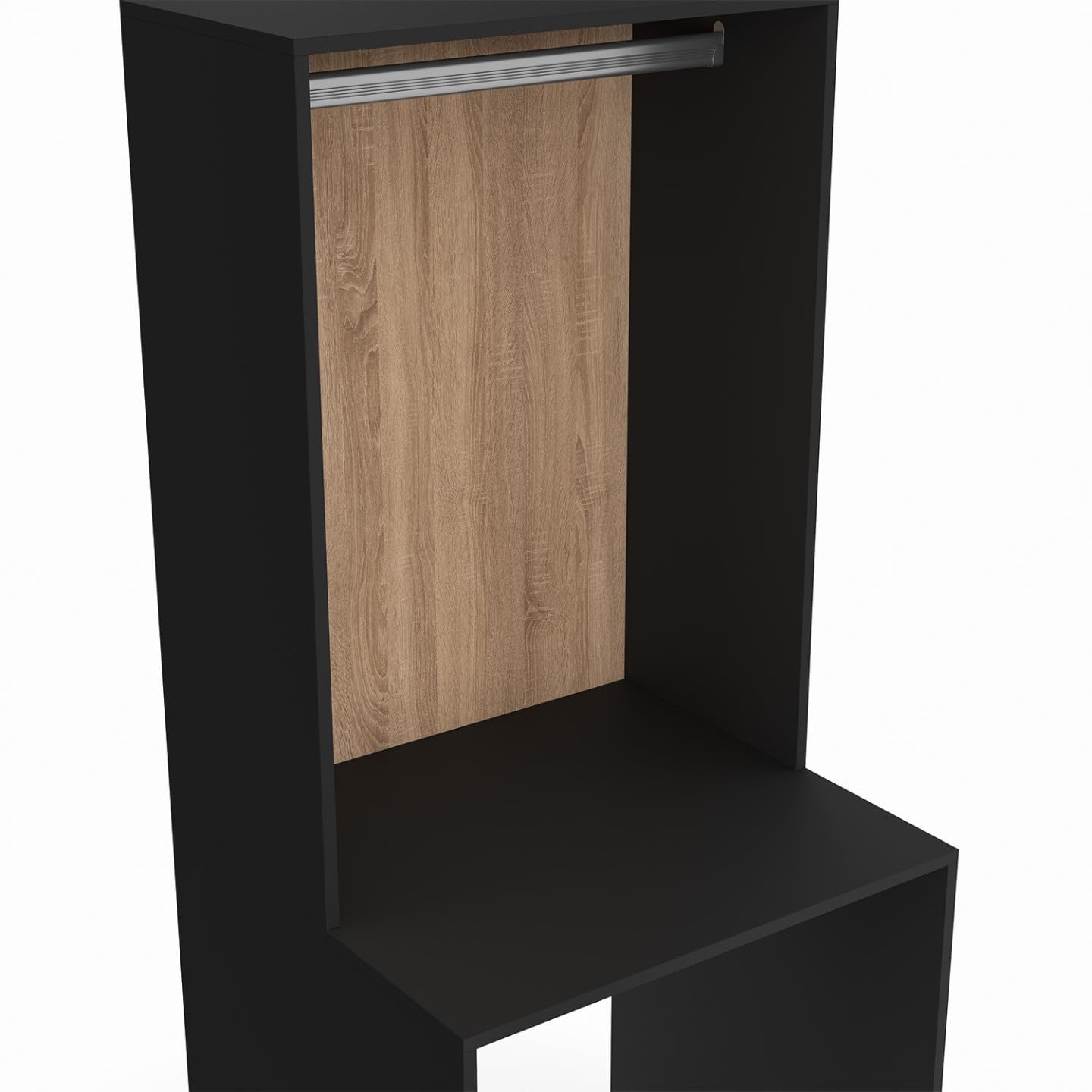 IDMarket – Mueble superior lavadora con armario Wallis negro y madera de haya