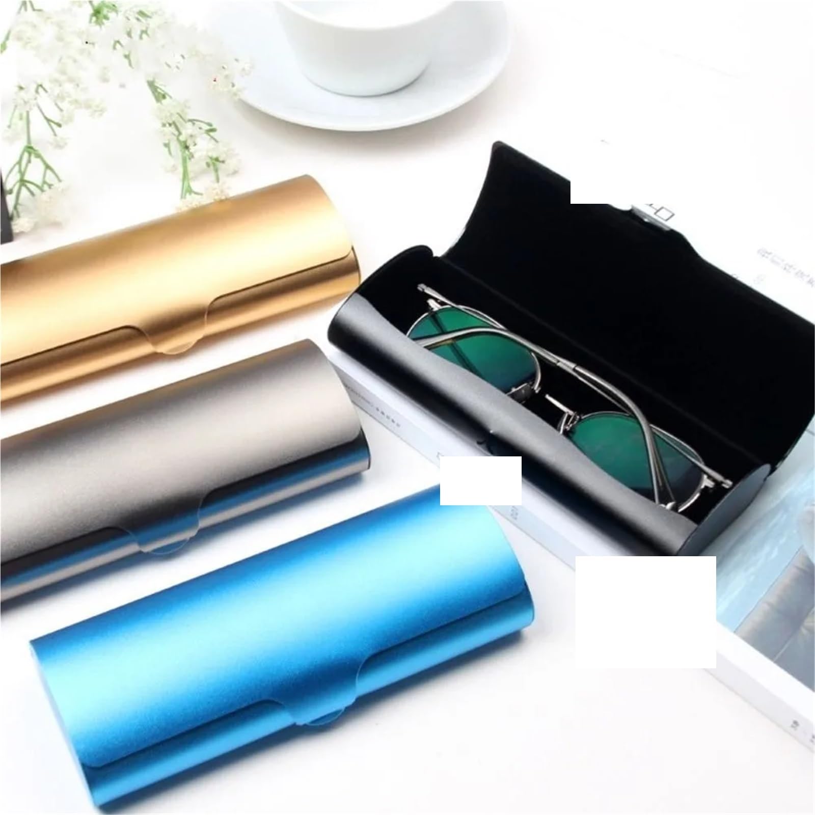 Estuche for gafas esmerilado de aleación aluminio, 2 uds., estuche for sol, caja almacenamiento for pequeñas Para Mujer