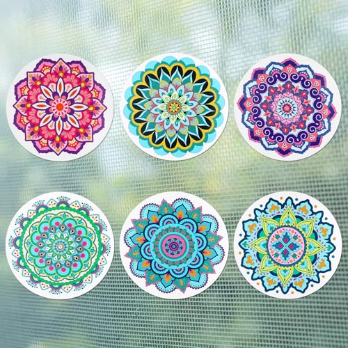 JSRQT 6 Paar Fliegengitter Magnete Mandala Muster, Magnets Screen Door Dekorative, Doppelseitiger Flexibler Fliegengitte...