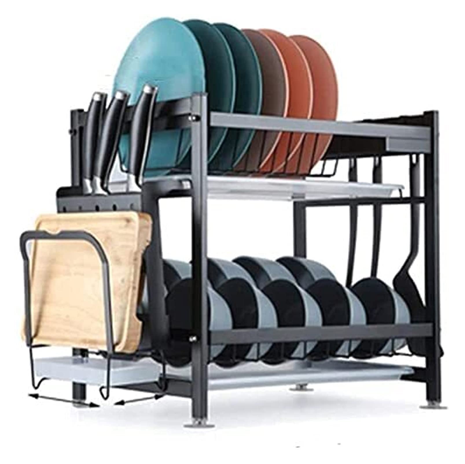 OGMOYT Dish Drainer Rack Kitchen Multifunctional Drain Rack, Tableware Storage Rack Household Chopsticks/Cutter/Cutting Board Dish Rack/B,A