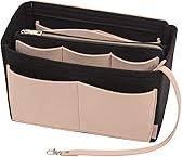ZTUJO Purse Organizer Insert, Felt Bag Organizer with Metal Zipper, Handbag & Tote Shaper, For Speedy Neverfull Tote, 7 Sizes (Slender Medium, Beige and Black)