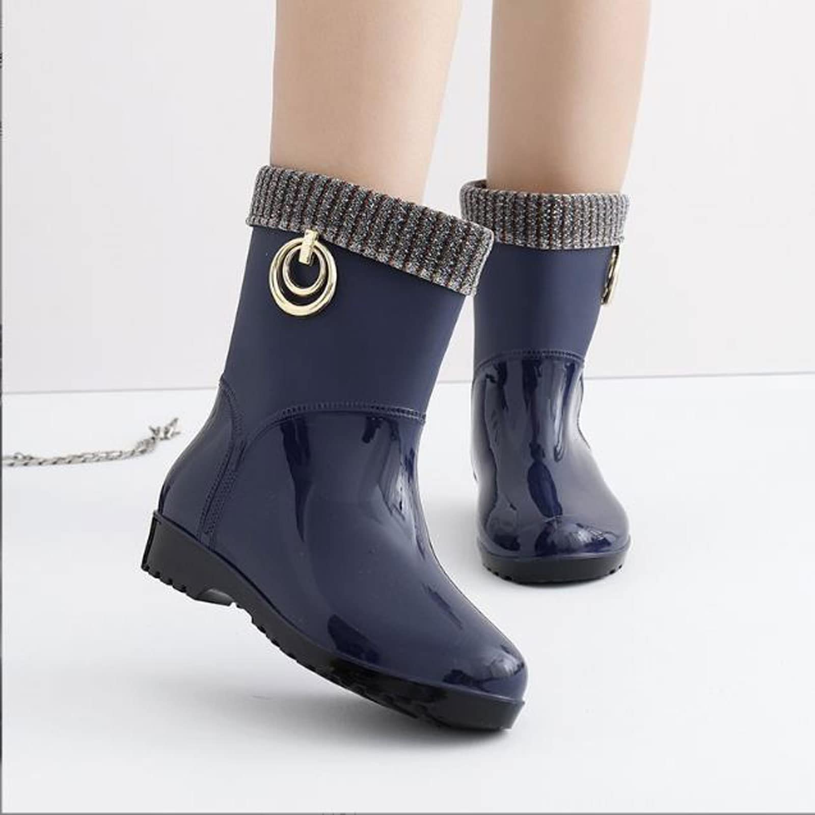 Antypoślizgowe buty ogrodowe, gumowe buty, buty przeciwdeszczowe damskie środkowa rurka plus bawełniane kalosze antys wodoodporne buty do wody ciepłe buty do wody dla dorosłych gumowe buty do