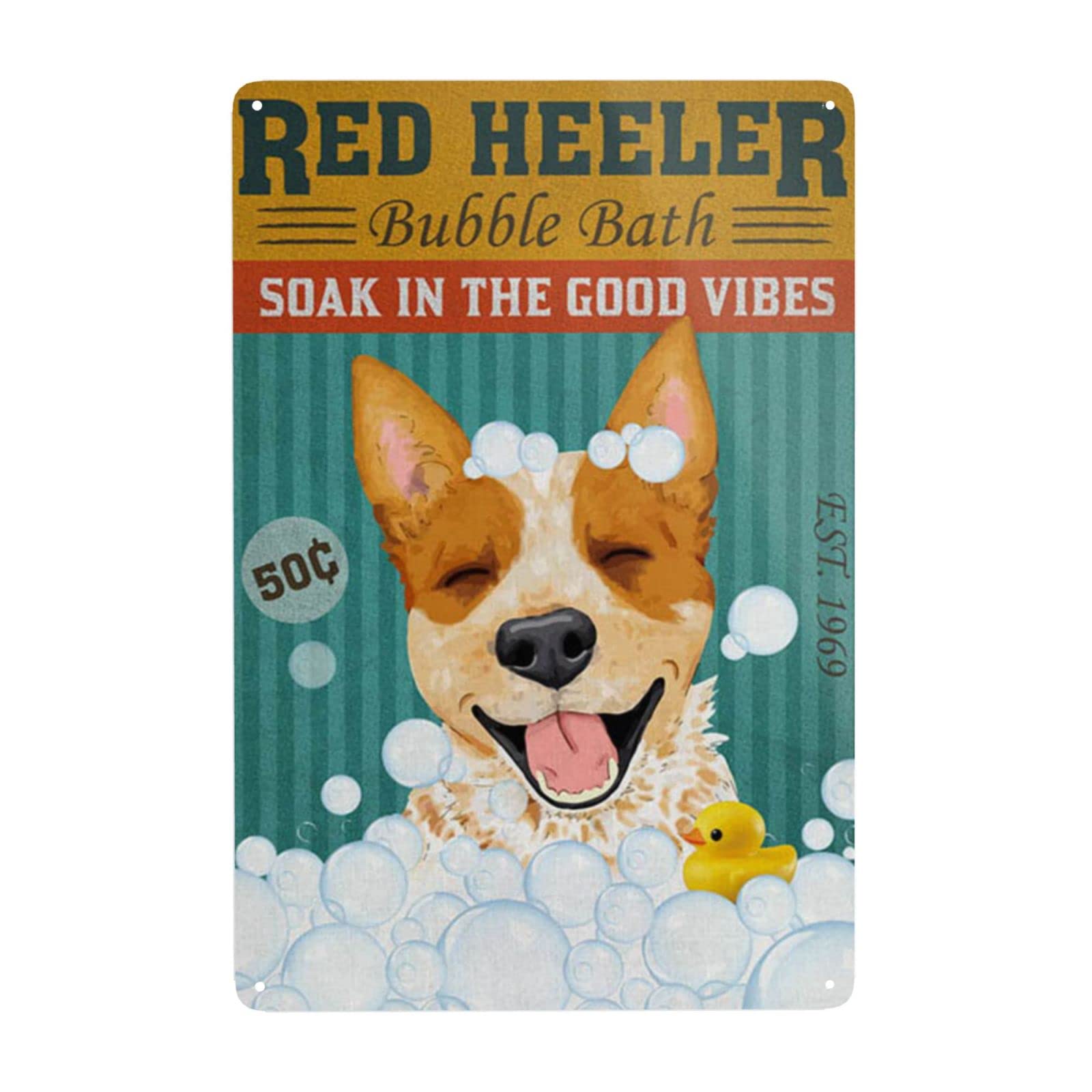 Tin Signs Retro Australian Cattle Dog Bubble Bath Art Sign Home Kitchen Bar Cafe Club Cave Wall Decor Metal Sign 30X20CM