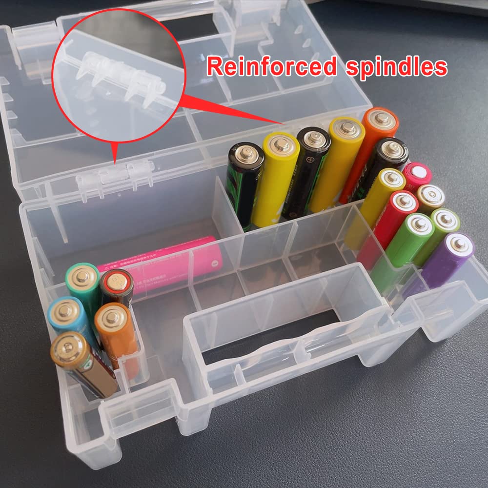 WYAN Scatola della batteria in plastica-2 Pezzi Trasparente Custodia Batteria,Ciascuna può contenere 20pcs AA +14Pcs AAA+2 Pcs 9V batteries(Batterie non incluse)