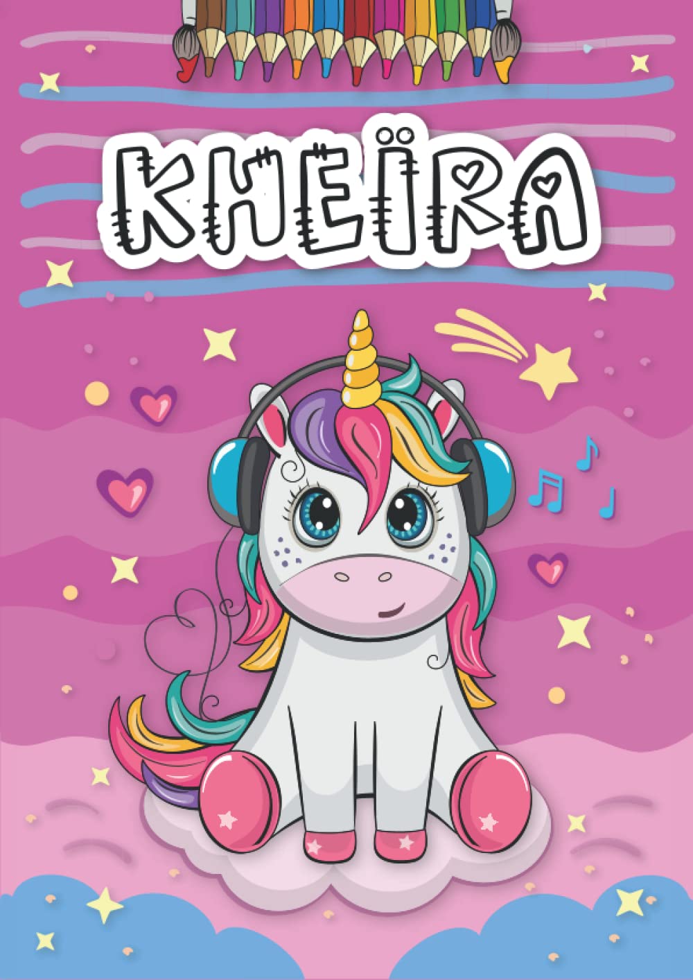 Kheïra: Livre de coloriage personnalisé pour Kheïra | Licorne | Cadeau d'anniversaire pour fille ... | 4 à 8 ans | 25 motifs de licorne avec le prénom Kheïra, Grand format A4 (21 x 29.7 cm)
