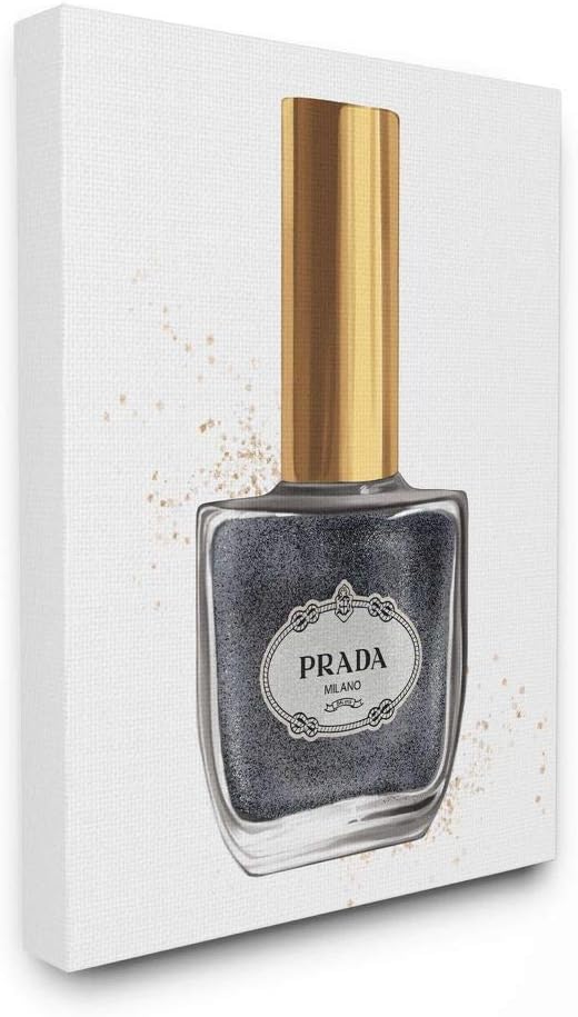 Stupell Industries Makeup Black Nail Polish Gold Fashion Design Canvas Wall Art, Multi-Color