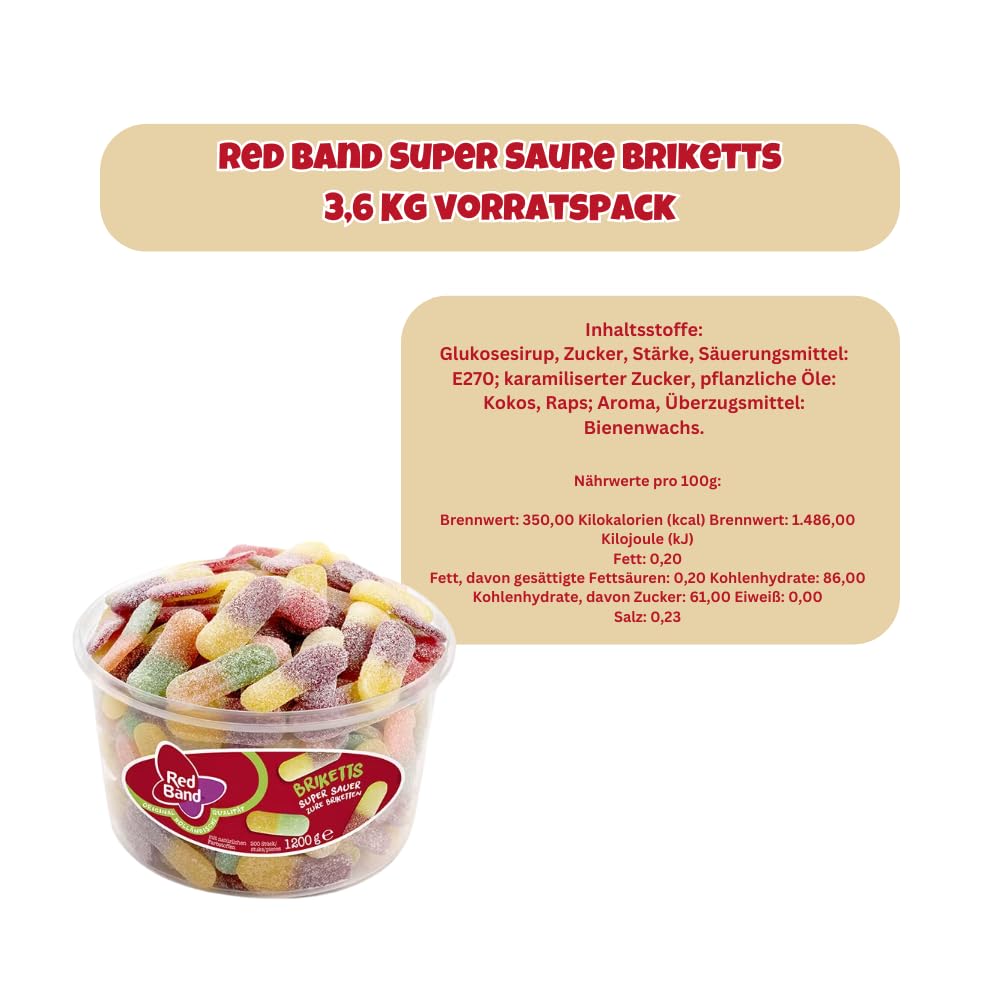 Mega Saures Erlebnis - 3x Red Band Briketts, je 200 Stück