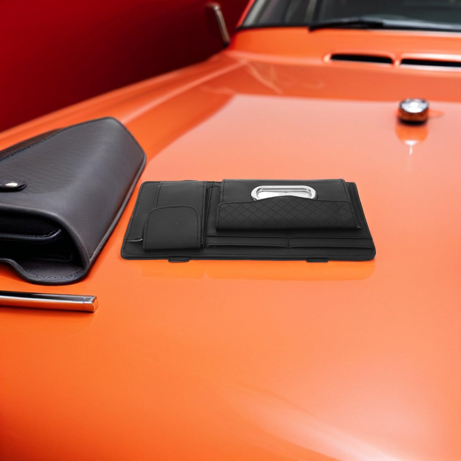 Organizer per Aletta Parasole Auto 2 Pezzi Clip Porta Occhiali da Sole e Porta Fazzoletti Multifunzionale Supporto per Visiera Parasole Veicolo e Accessori Interni Auto
