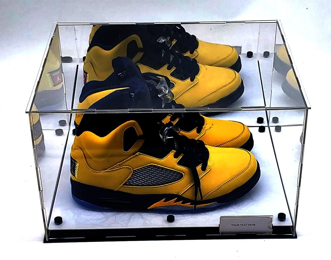 Shower-Vitrine für Schuhe, Turnschuhe, schwarzer Marmor, Spiegel, 2 Ebenen, UV-Schutz, 38,1 x 30,5 x 22,9 cm, Weiß