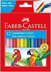 Canetinha com 12 Cores Estojo Cartão, Faber-Castell, 15.0112CZF, Multicor