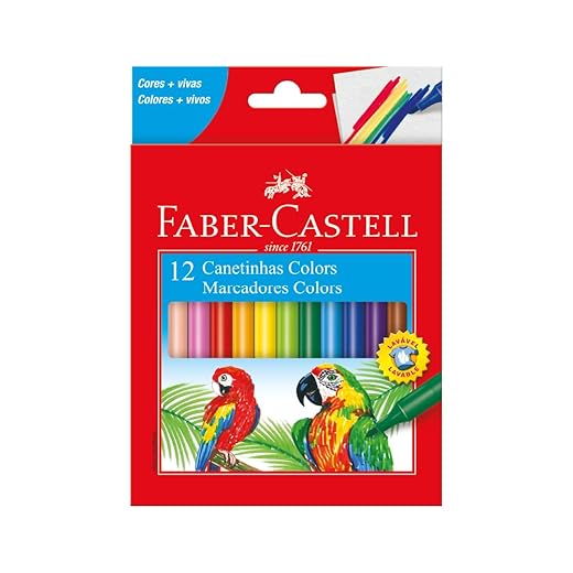Canetinha com 12 Cores Estojo Cartão, Faber-Castell, 15.0112CZF, Multicor