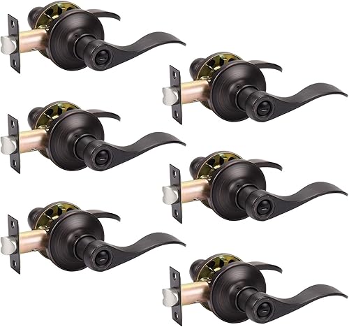 Vista 66 de KNOBWELL Paquete de 2 pomos de puerta de bronce, palancas interiores para dormitorio, baño, cepillo frotado sin llave, manija de puerta de Bronce